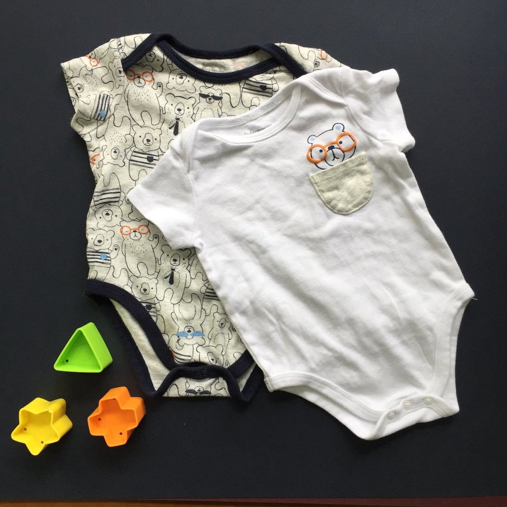 Set of 2, 6-9m First Impressions Bear Onesies